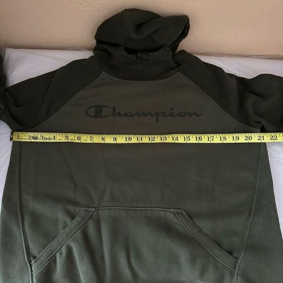 Champion Green Two Tone Hoodie Sweatshirt Size Medium - Picture 7 of 10